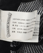 Silver Embellished Fleur Patch Leather Trucker Hat