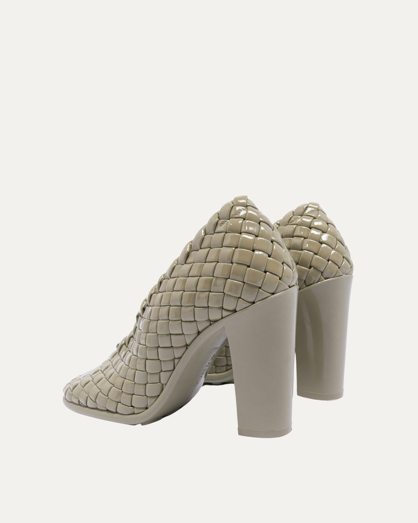 95mm Woven Patent Pumps