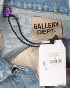 Andy Distressed Layered Printed Denim Trucker Jacket