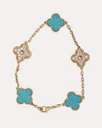 Gold Diamond Turquoise Vintage Alhambra Bracelet