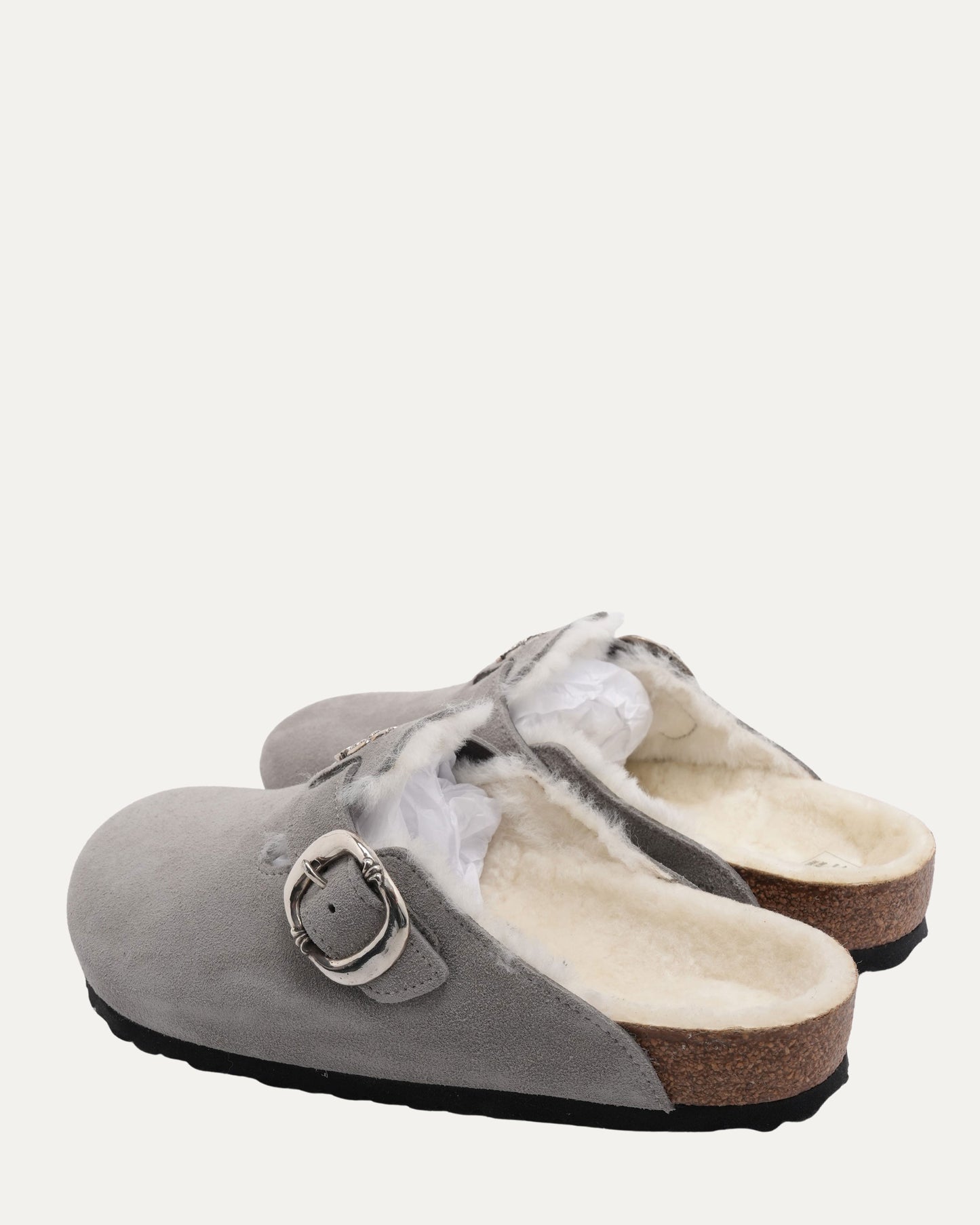 Dagger Embellished Birkenstock Boston Shearling Lined Suede Mule