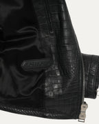 Crocodile Embossed Leather Jacket