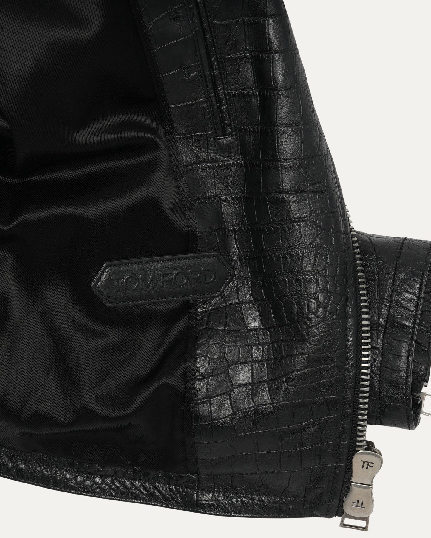 Crocodile Embossed Leather Jacket