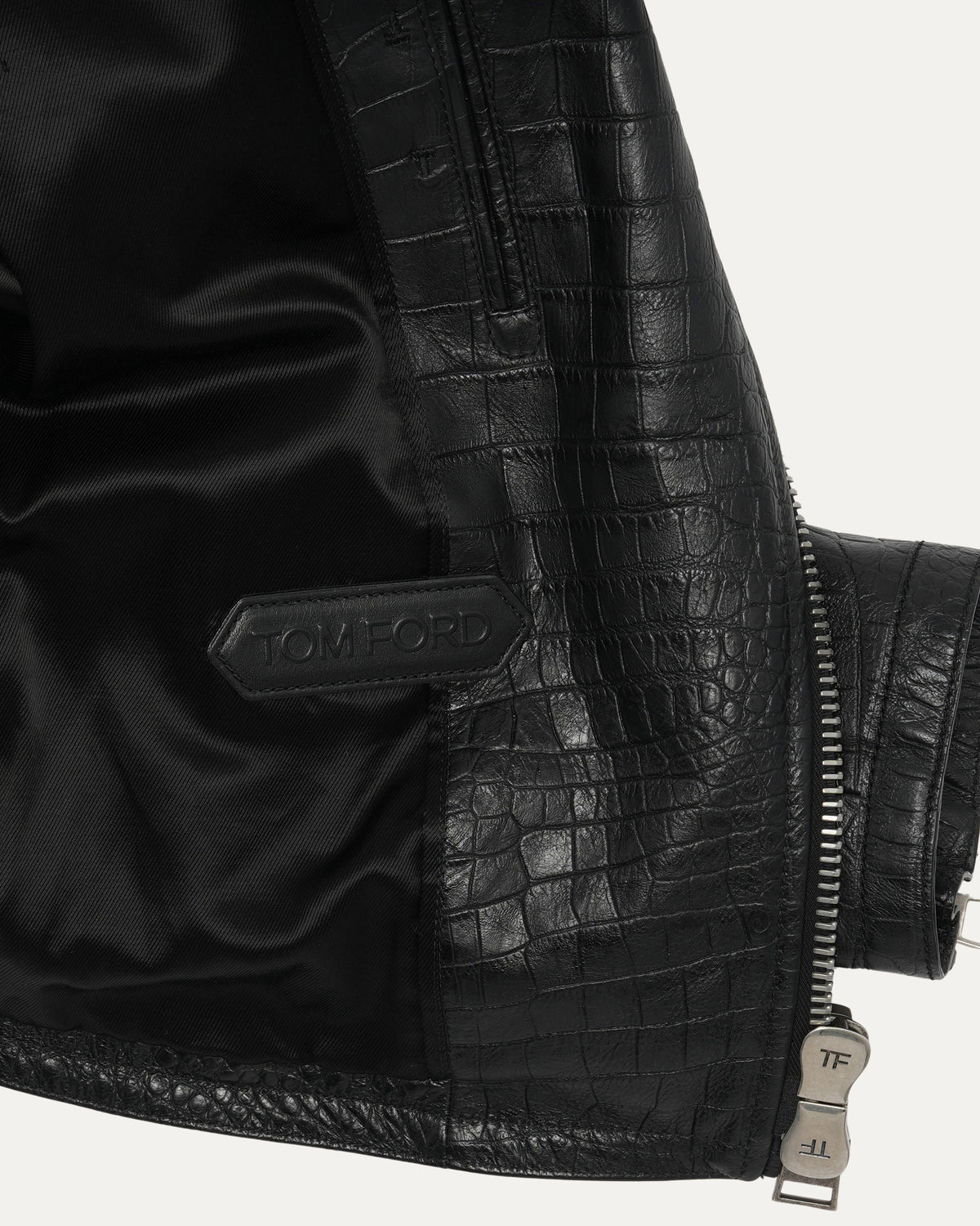 Crocodile Embossed Leather Jacket