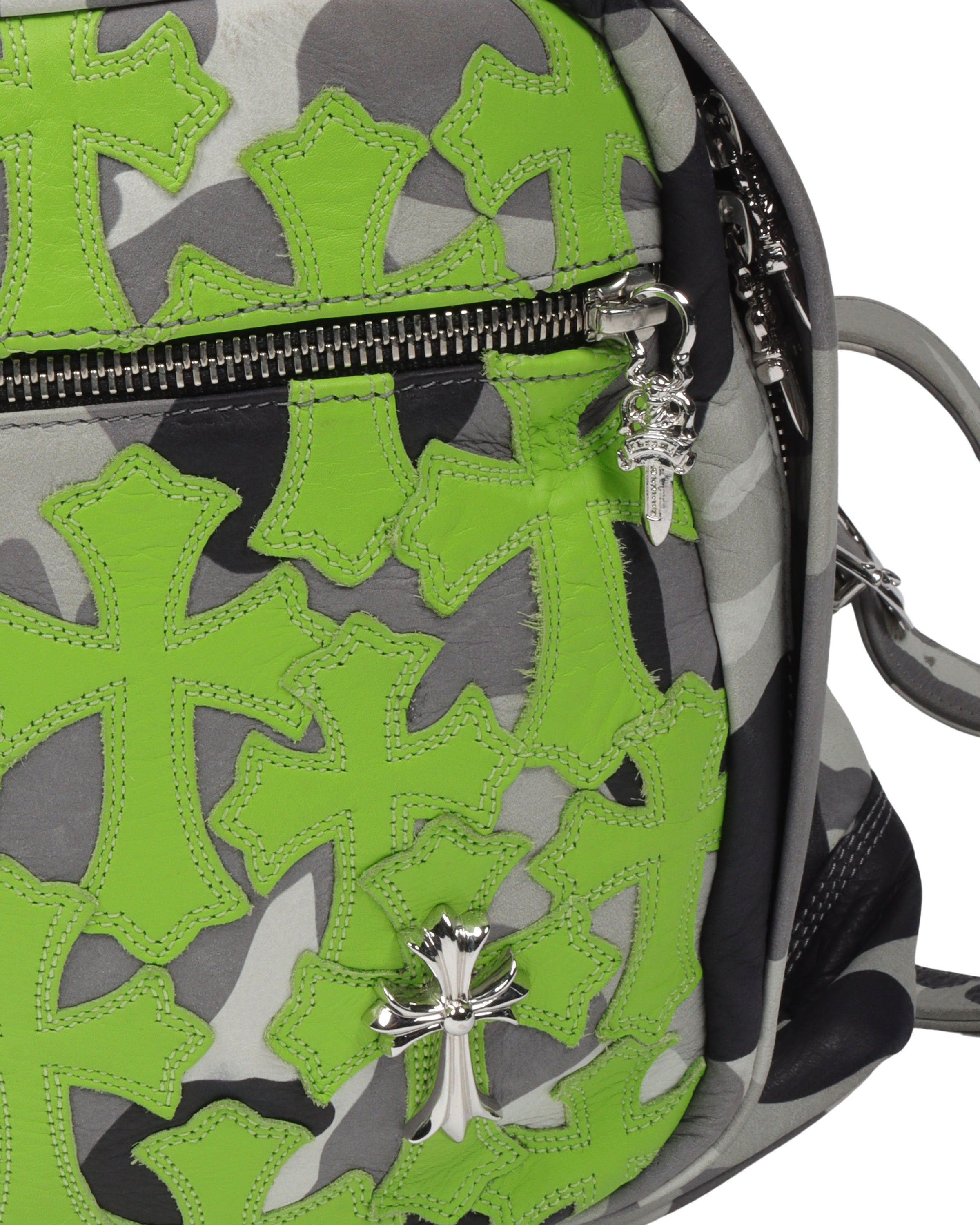 Camouflage Cross Patch Leather Backpack