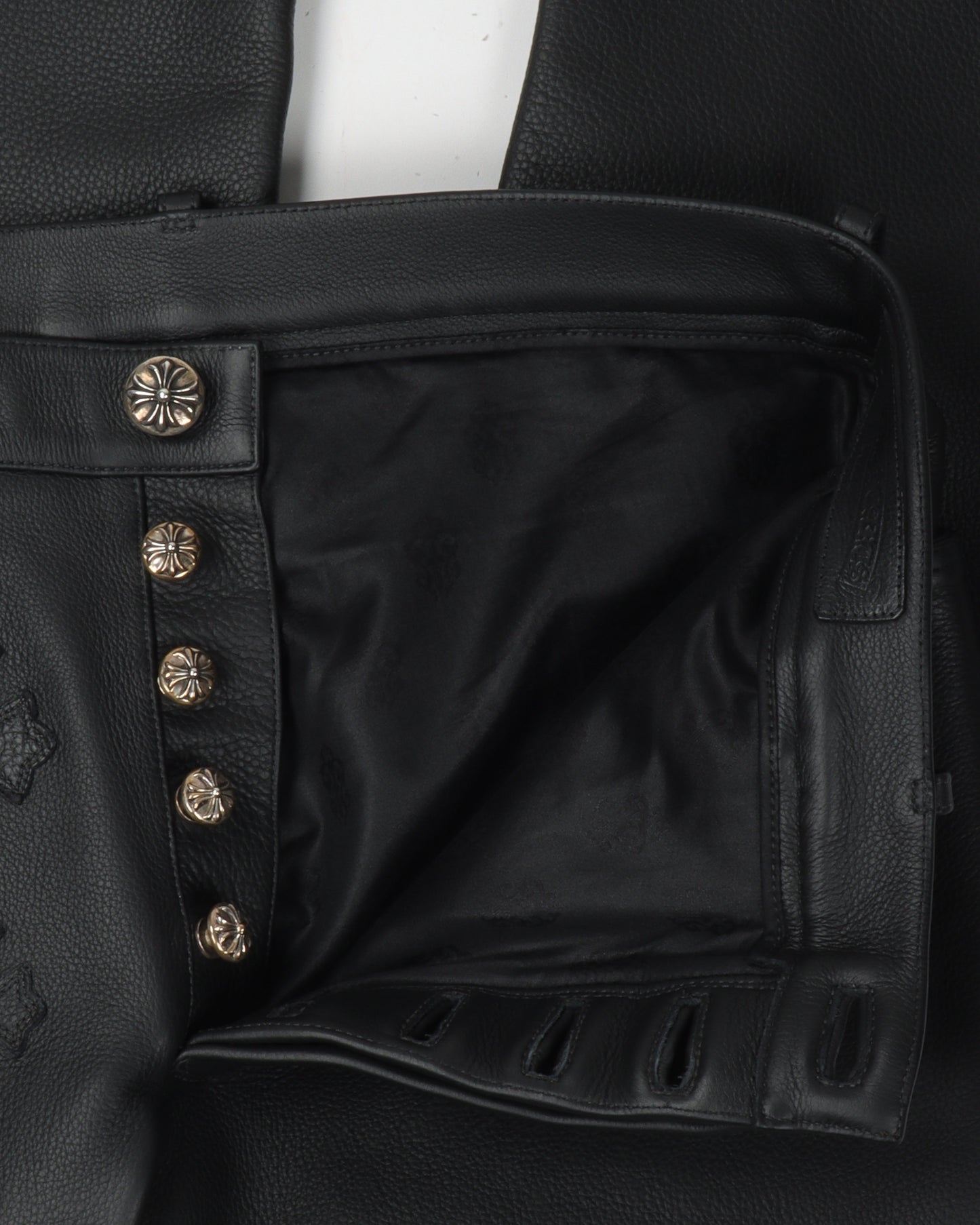 Fleur Knee Leather Cross Patch Pants