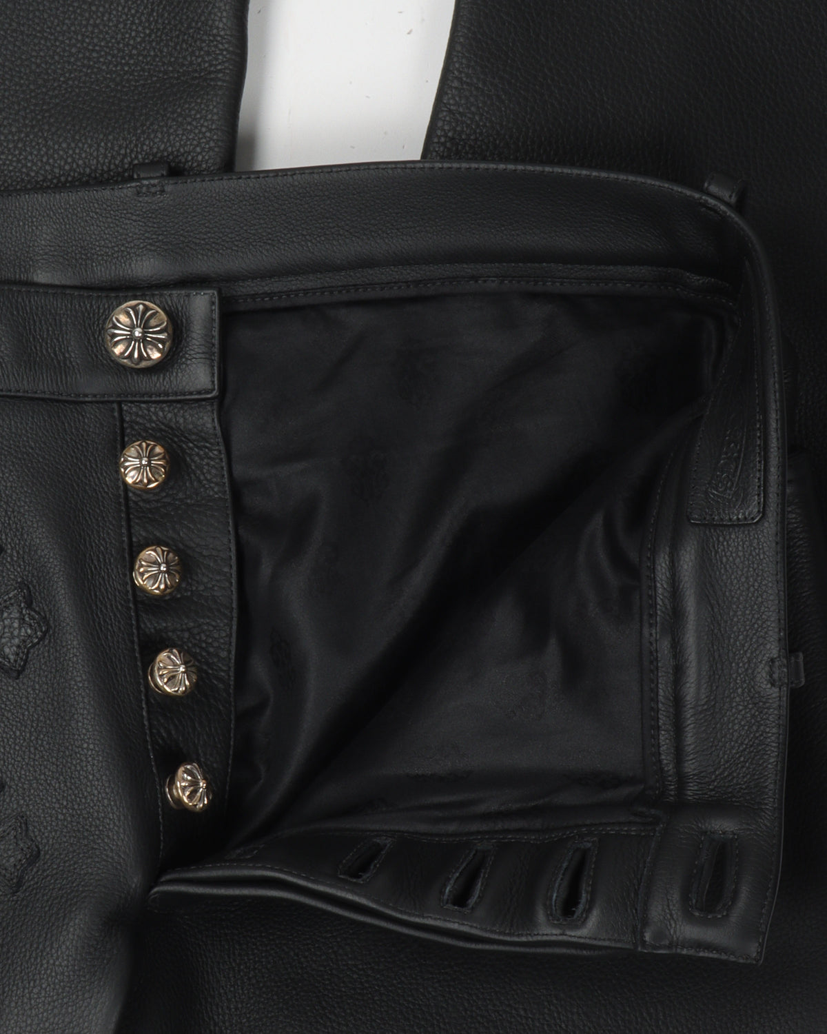 Fleur Knee Leather Cross Patch Pants