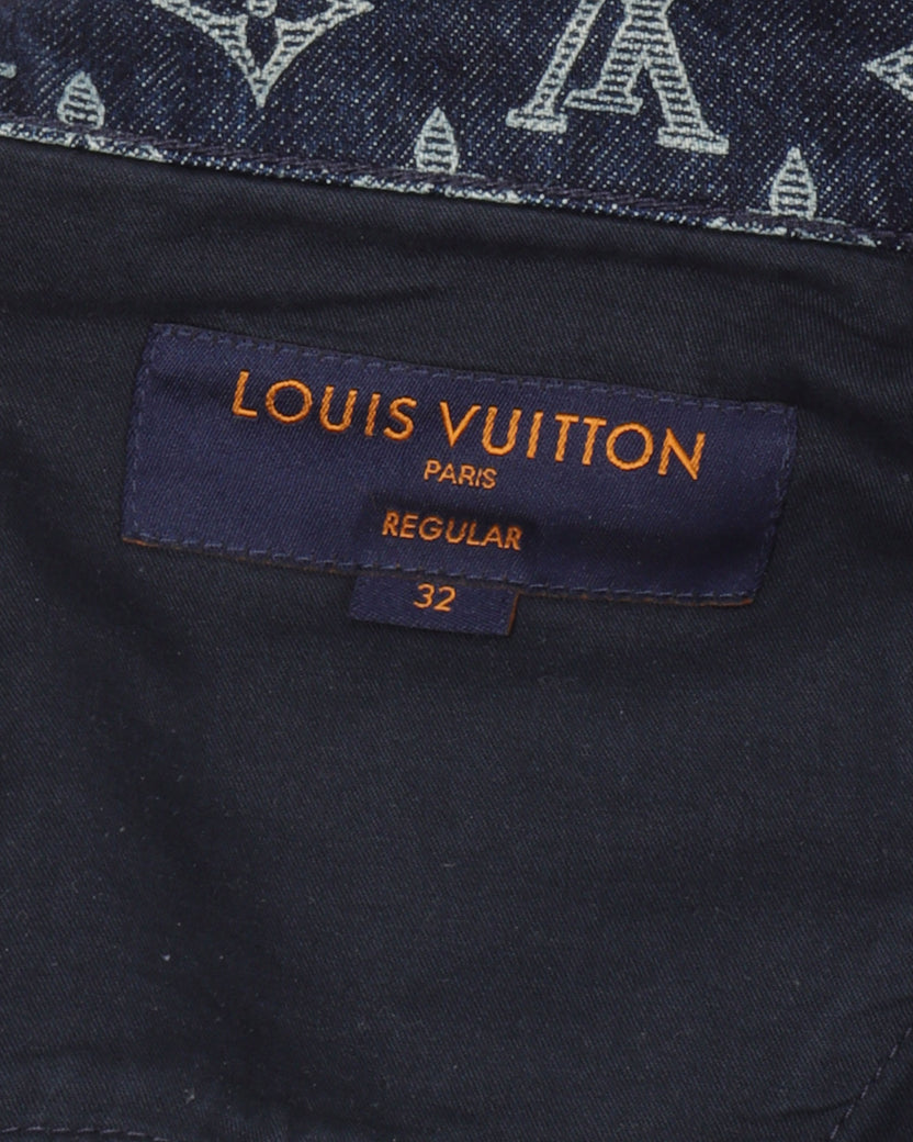 Louis Vuitton Monogram Printed Denim Pants Indigo. Size 32