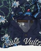 Band Collar Panther Print Shirt