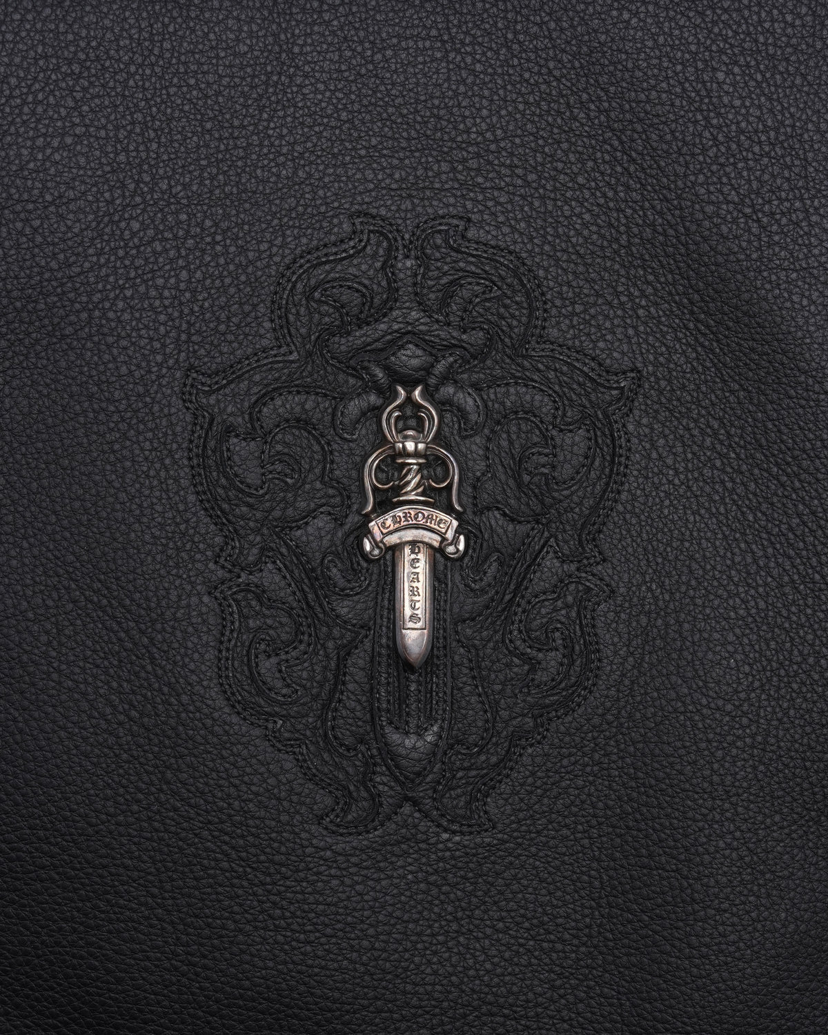 Dagger Embellished Leather Messenger Bag