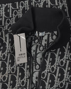 Mock Neck Monogram Zip Up Knit
