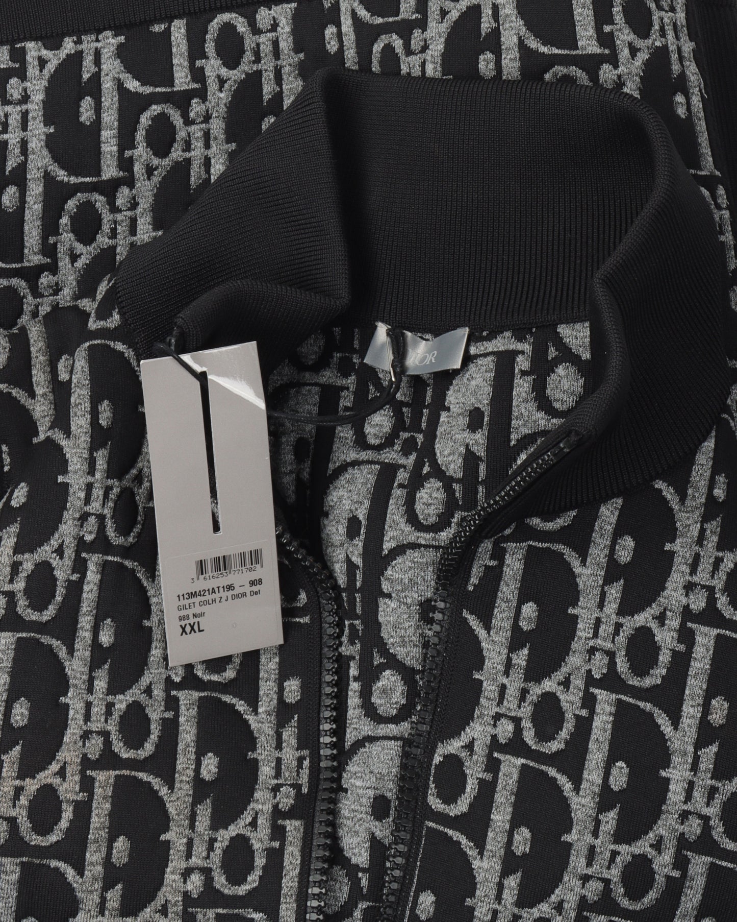 Mock Neck Monogram Zip Up Knit