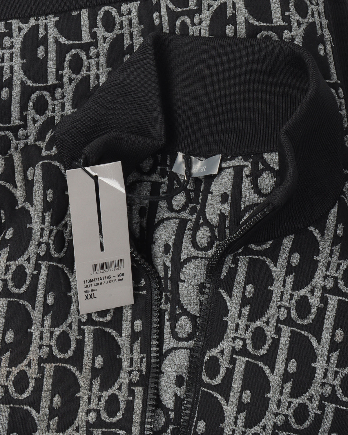 Mock Neck Monogram Zip Up Knit
