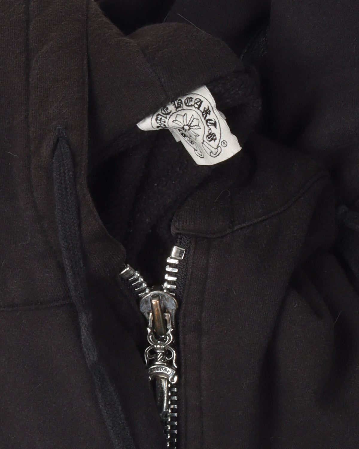 Vintage Leather Horseshoe Logo Zip-Up Hoodie