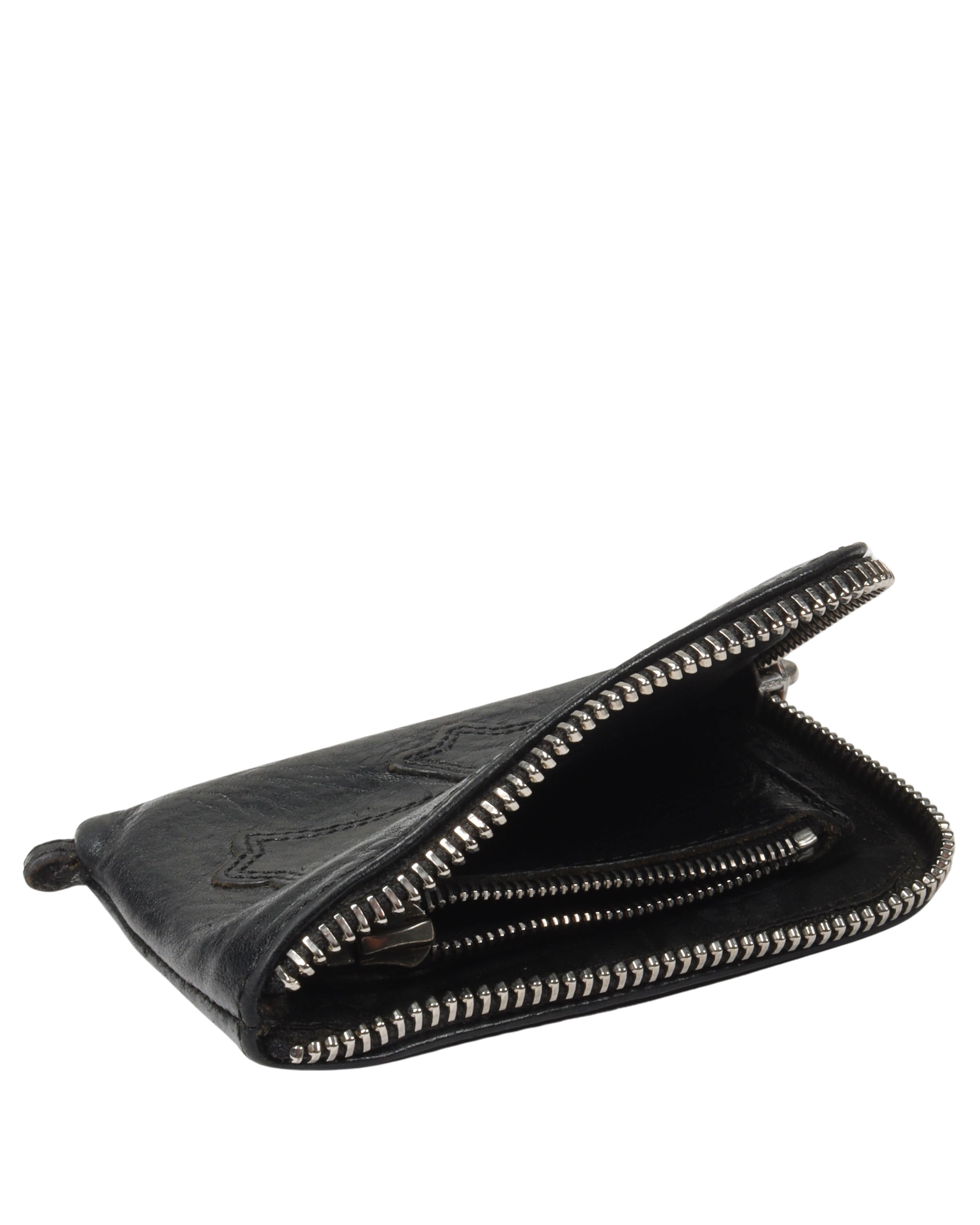 Leather Cross Patch Zip Wallet