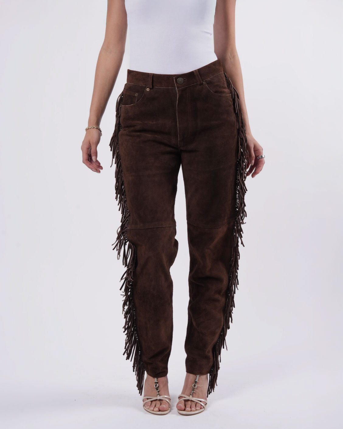 Suede Fringed Pants
