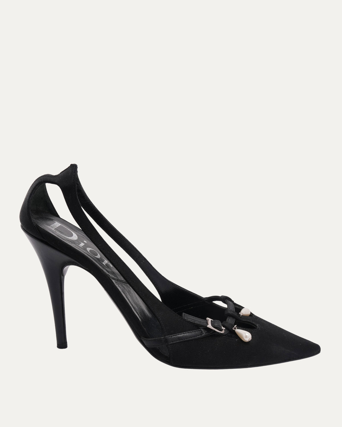 Satin Heels With Pearl Detail