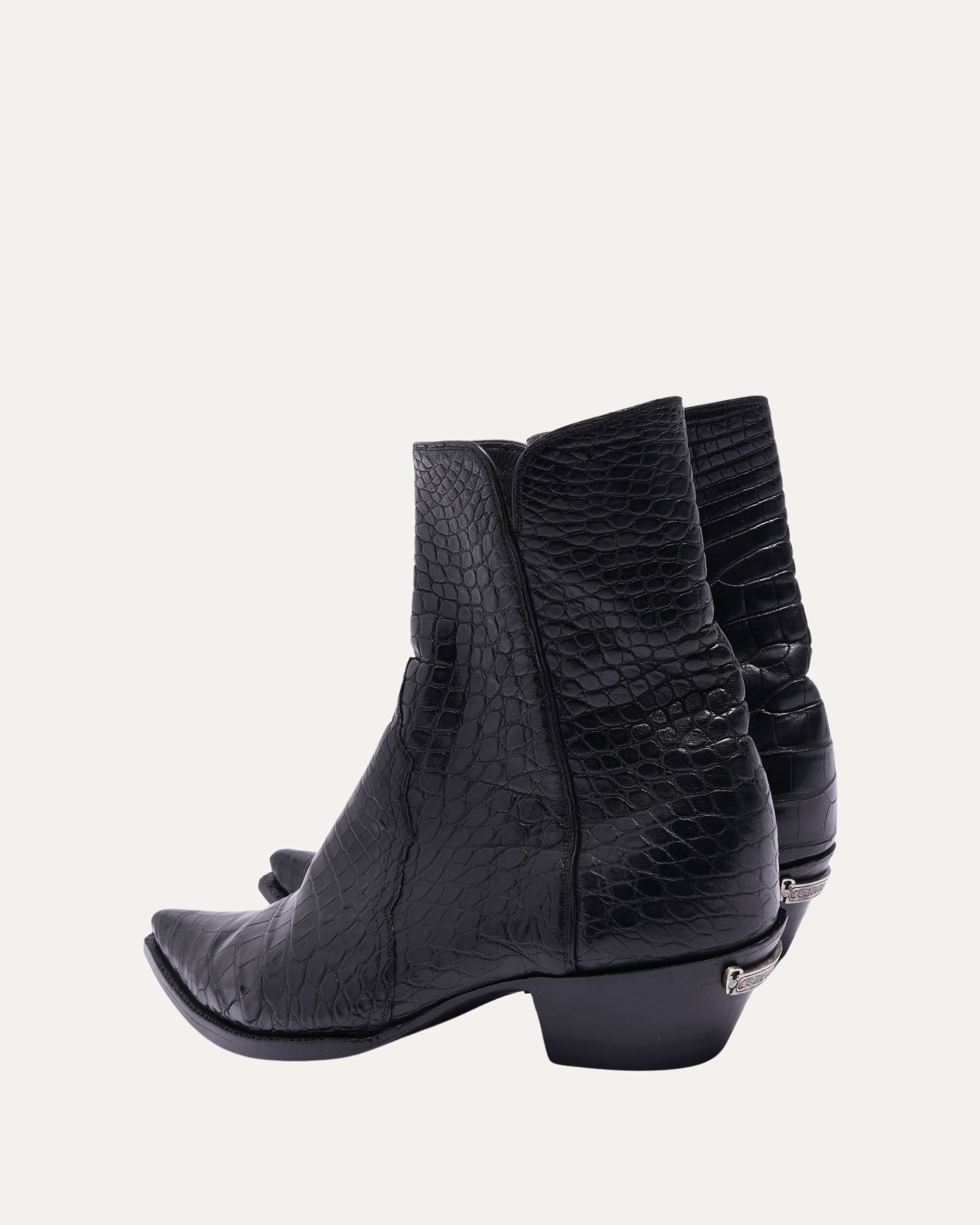 Crocodile Leather Cuban Heel Boots