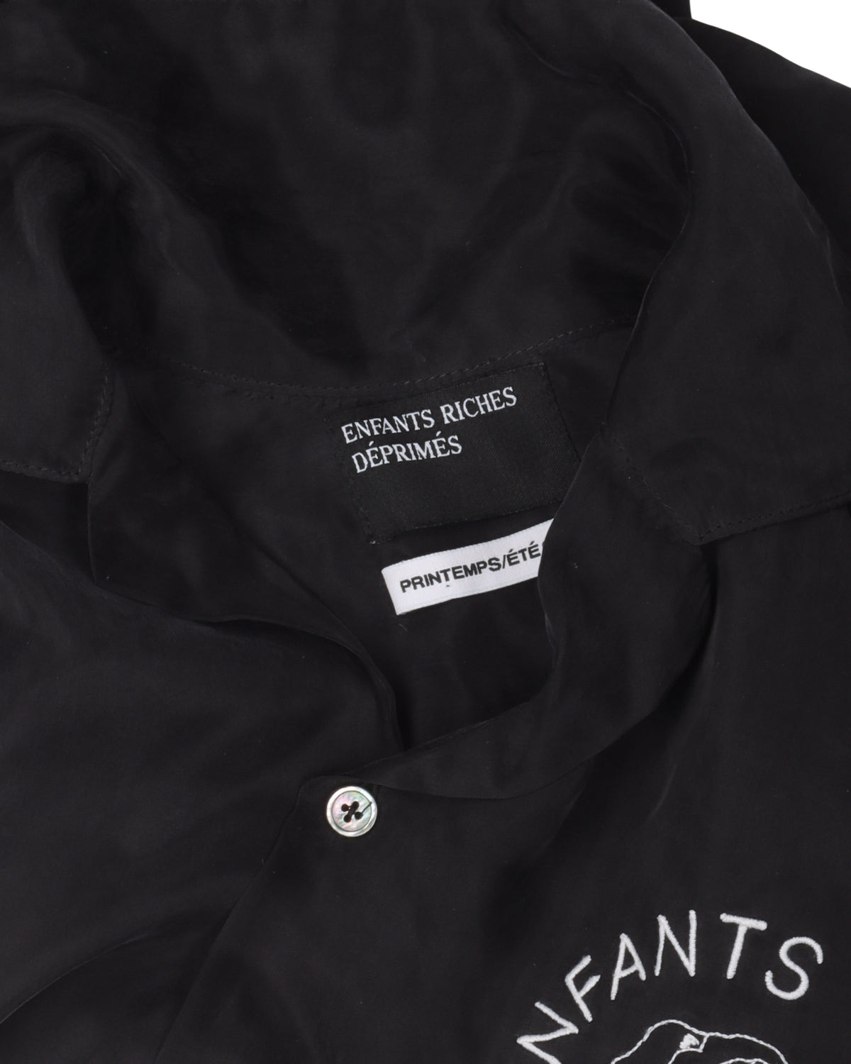 Cupro-Twill Embroidered Camp Collar Shirt