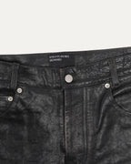 Crust Repaired Leather Flare Jeans