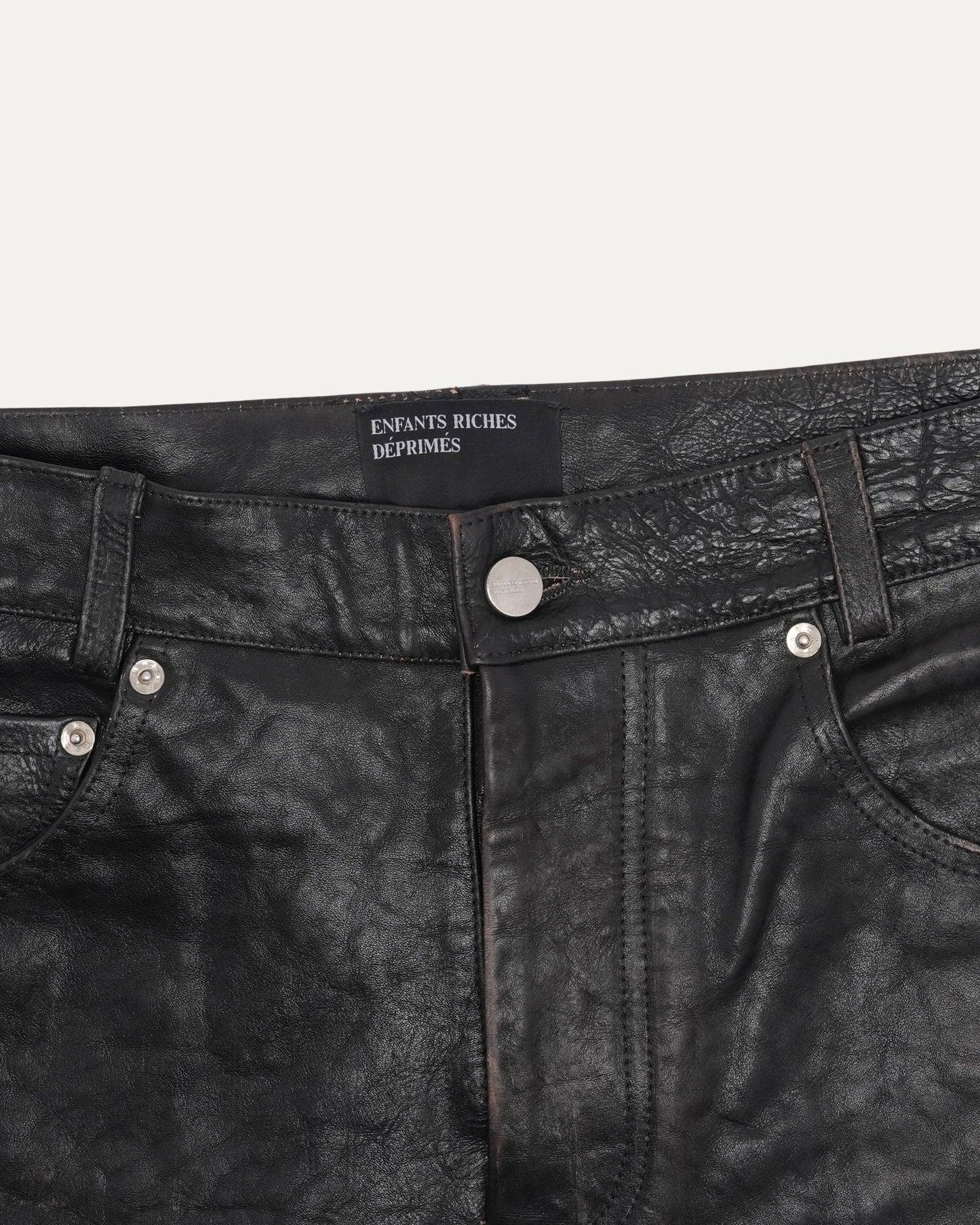 Crust Repaired Leather Flare Jeans