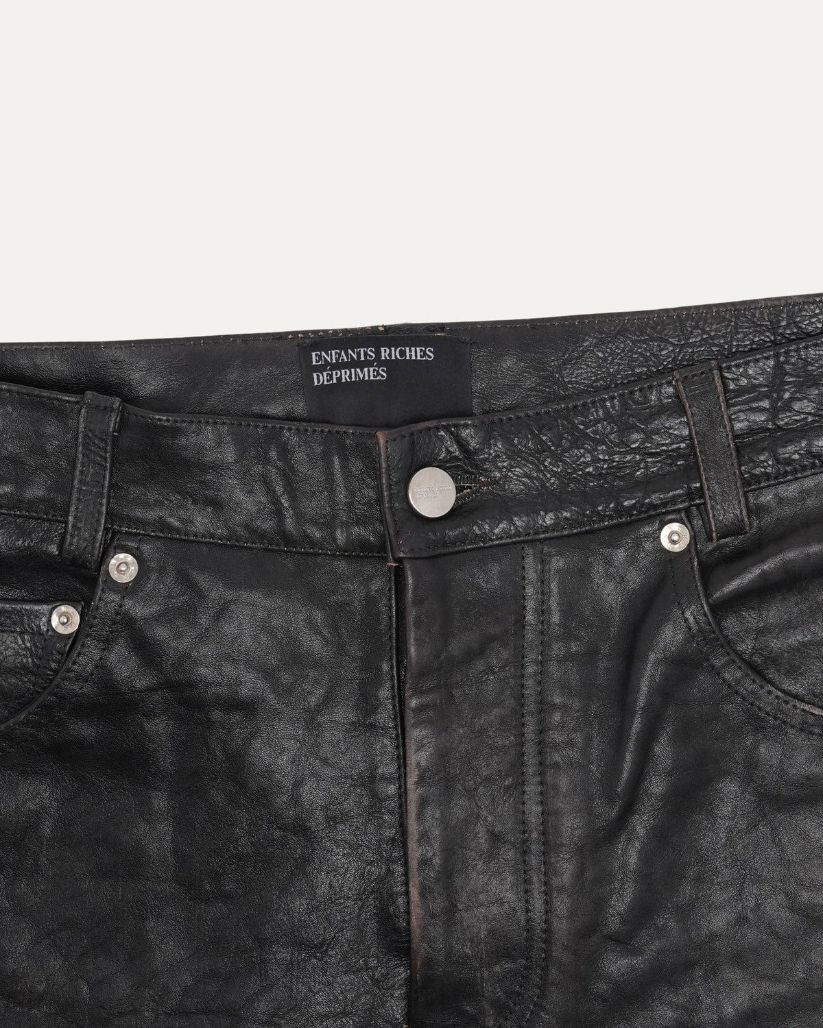 Crust Repaired Leather Flare Jeans