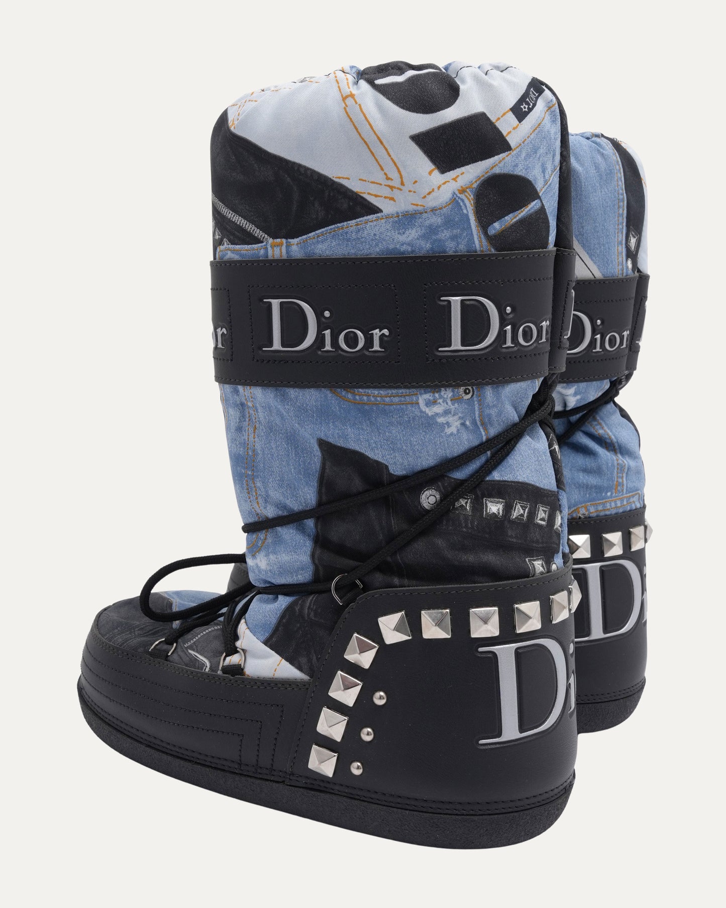 FW 2004 Trompe L'Oeil Denim Print Snow Boots