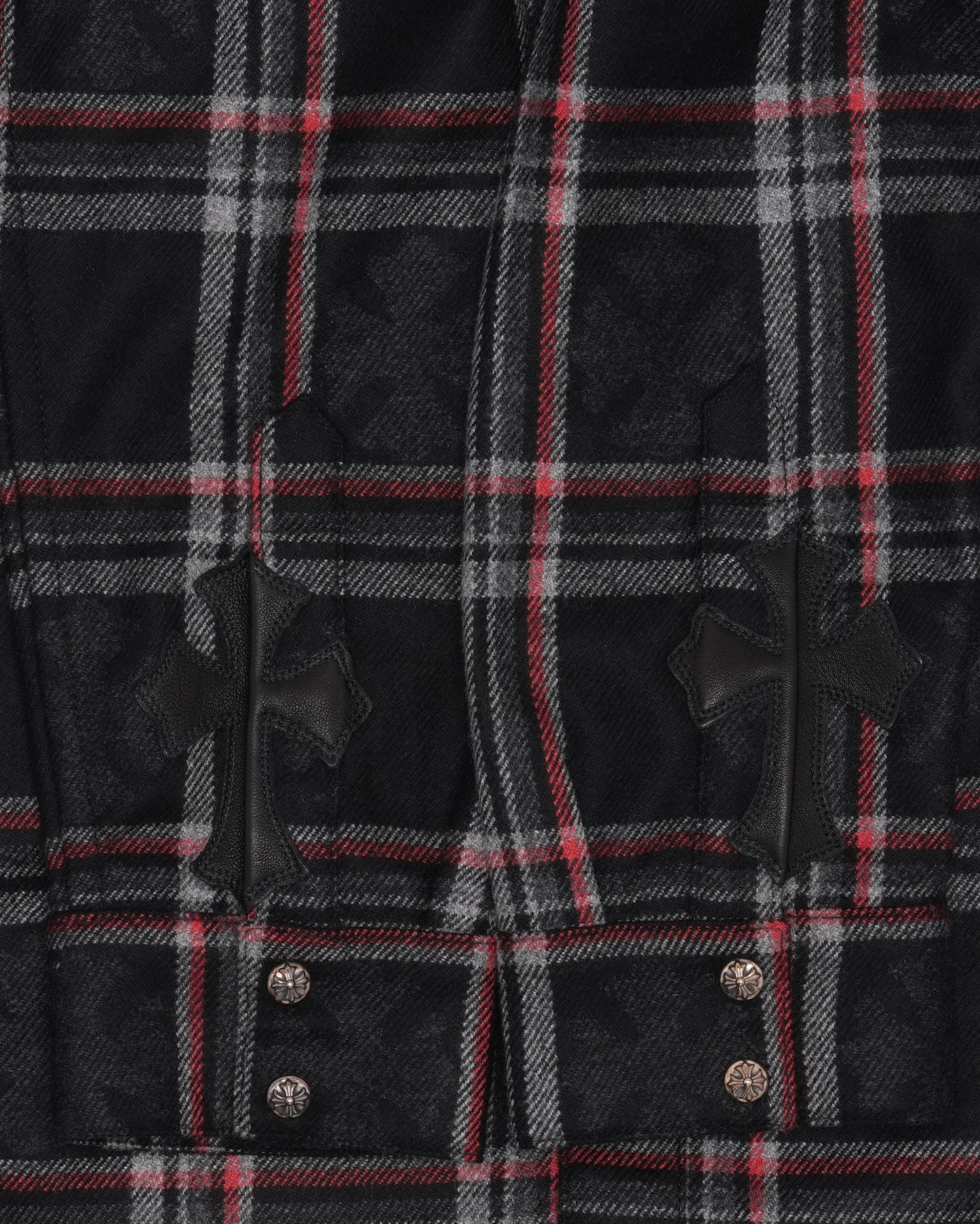 Gas Station Plaid Cashmere Cross Patch Loose Ends Flannel Shirt