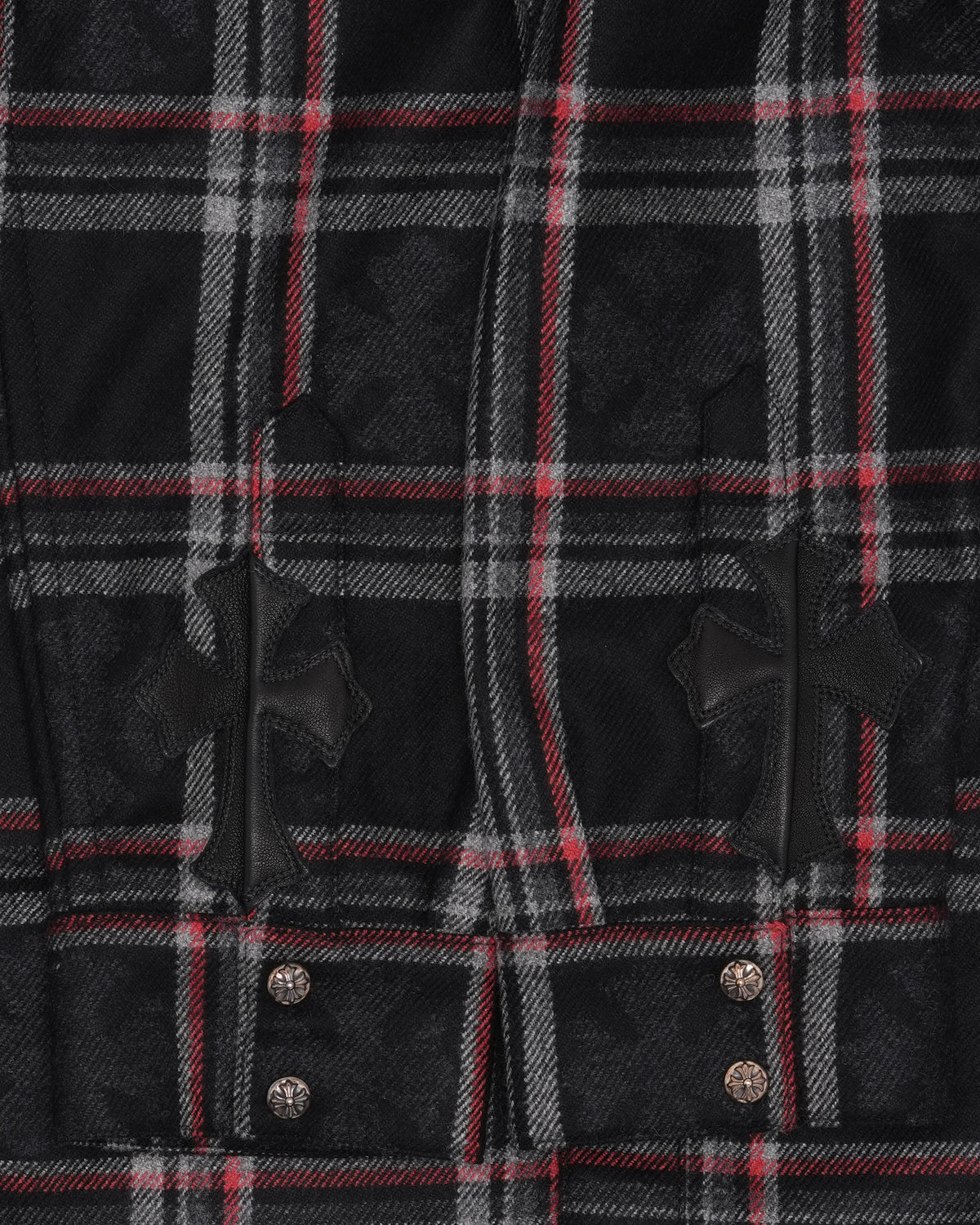 Gas Station Plaid Cashmere Cross Patch Loose Ends Flannel Shirt