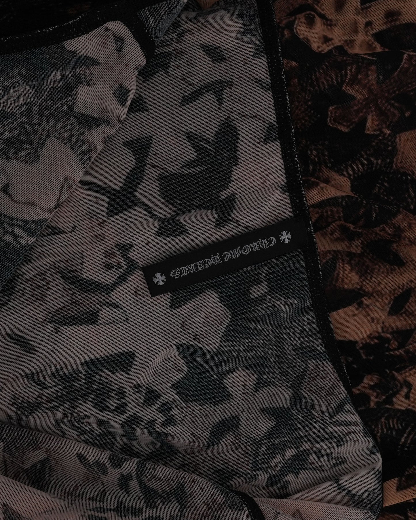 Waterfall Cross Patch Print Mesh Dress