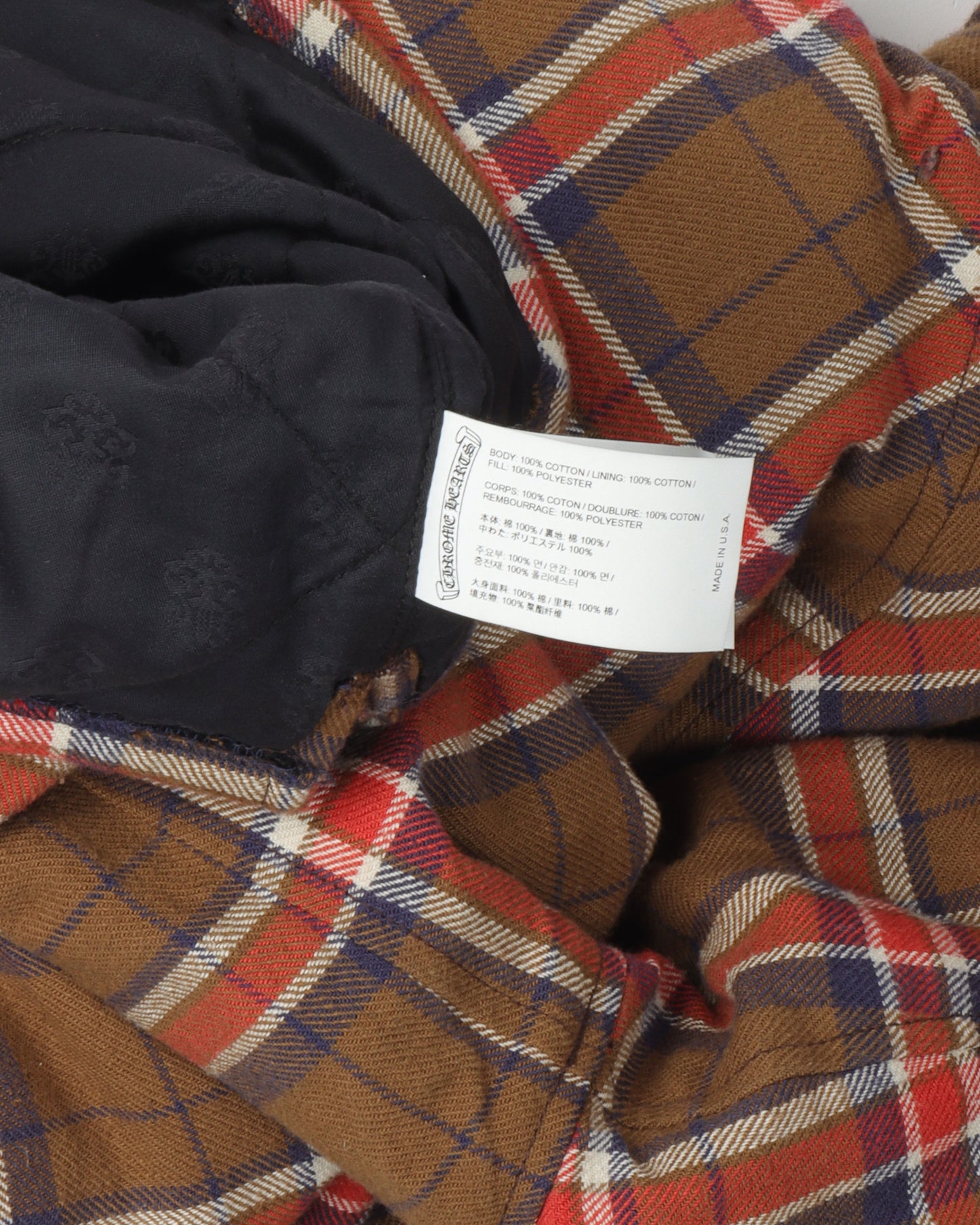 Sleeve Print Padded Flannel Shirt