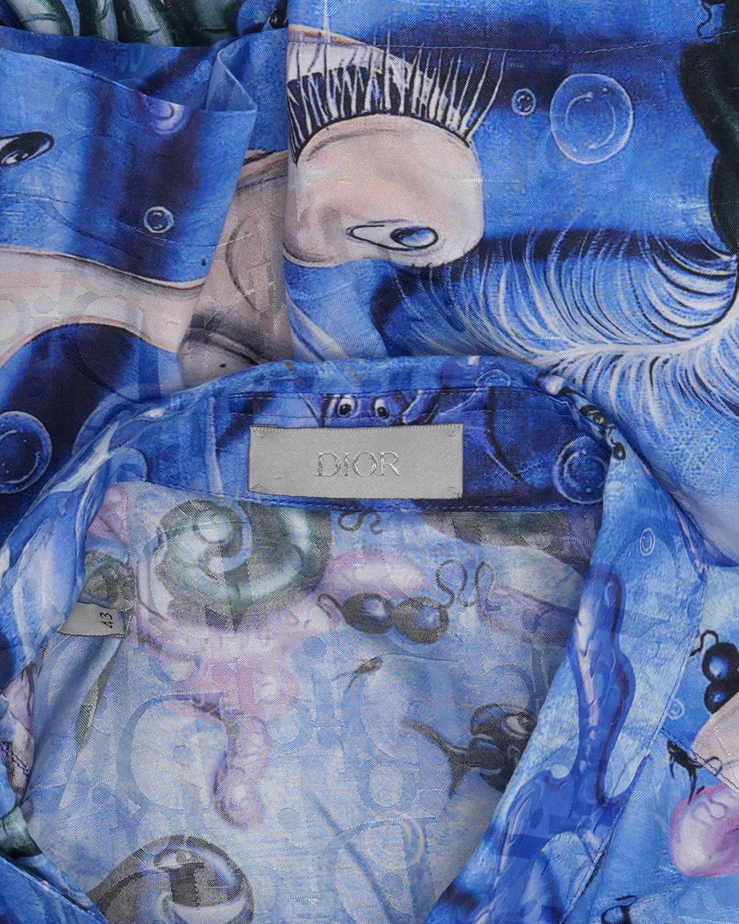 Kenny Scharf Hidden Placket Silk Blend Short Sleeve Shirt