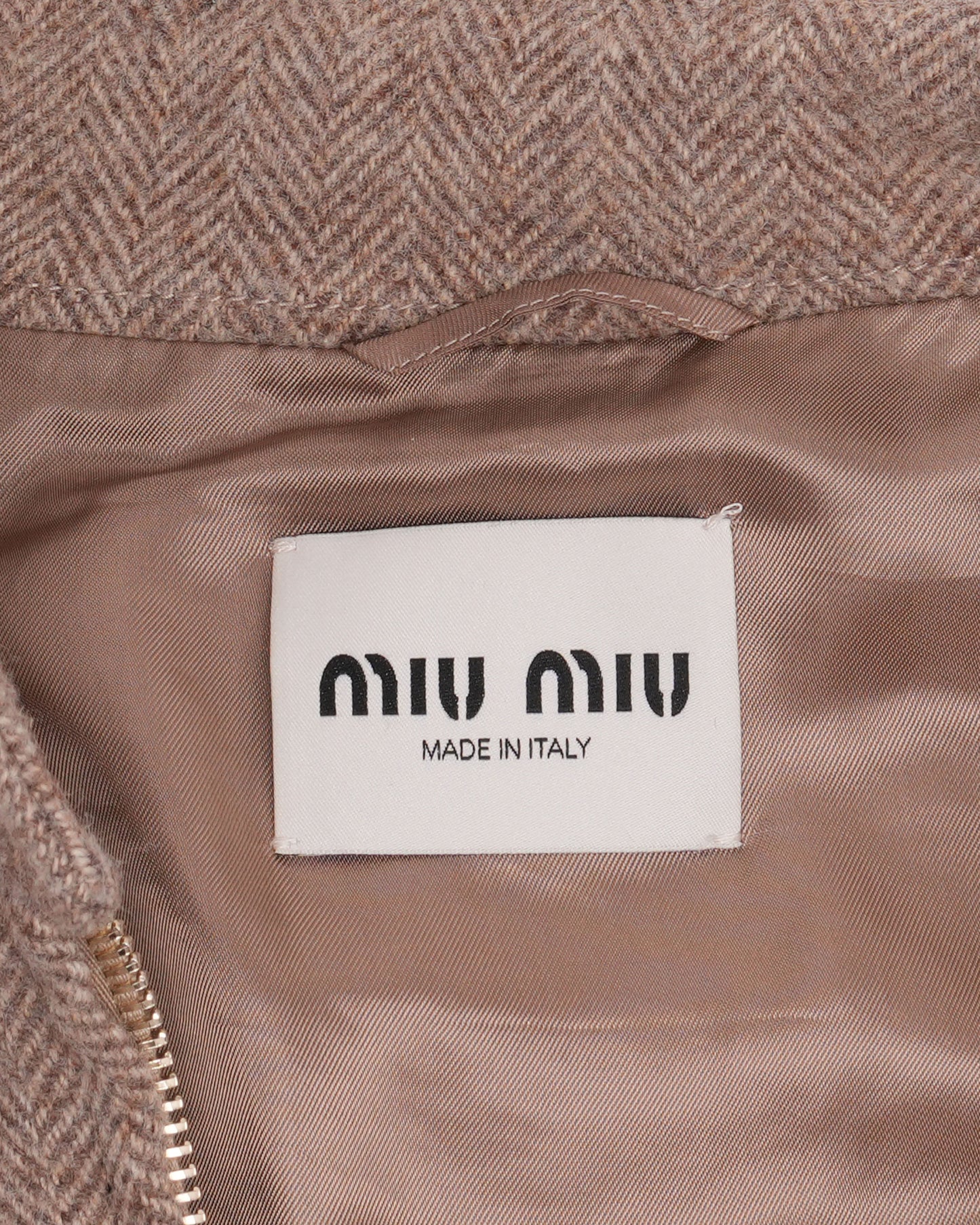 Herringbone Oversized Zip Up Jacket