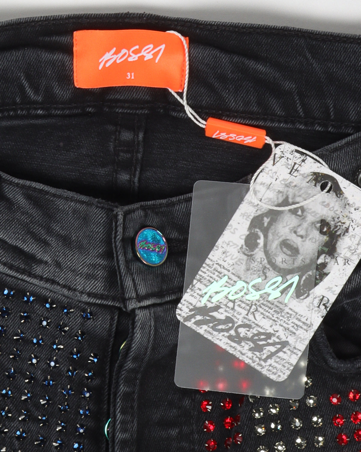 1 of 1 USA Flag Rhinestone Jeans