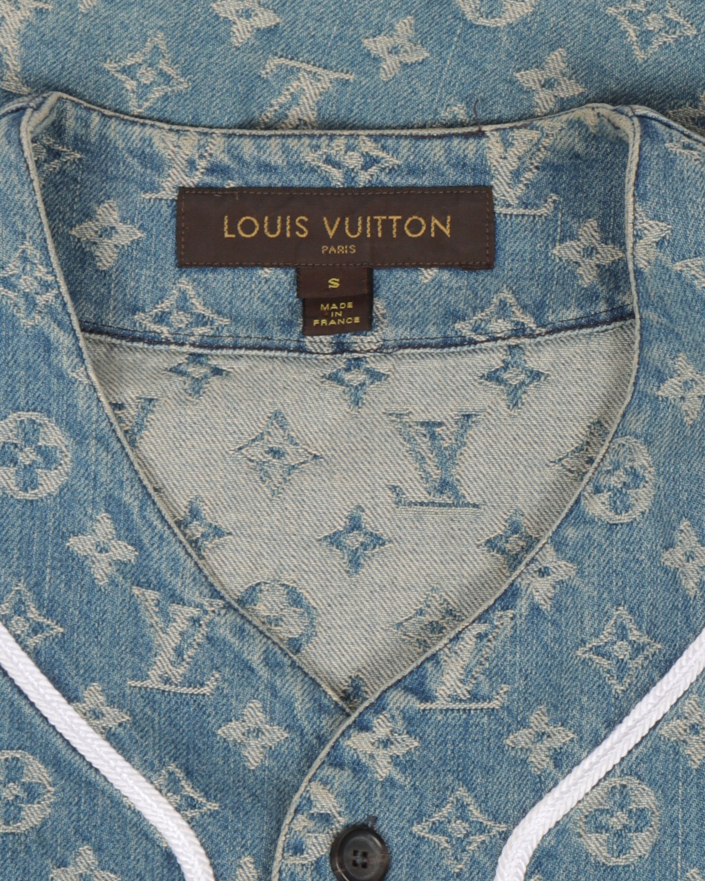 Louis Vuitton x Supreme Monogram Denim Baseball Shirt - Blue