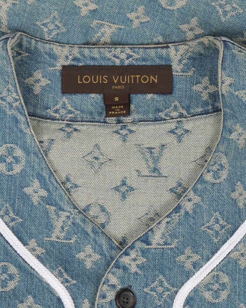 Louis Vuitton x Supreme Denim Baseball Jersey M Medium 100