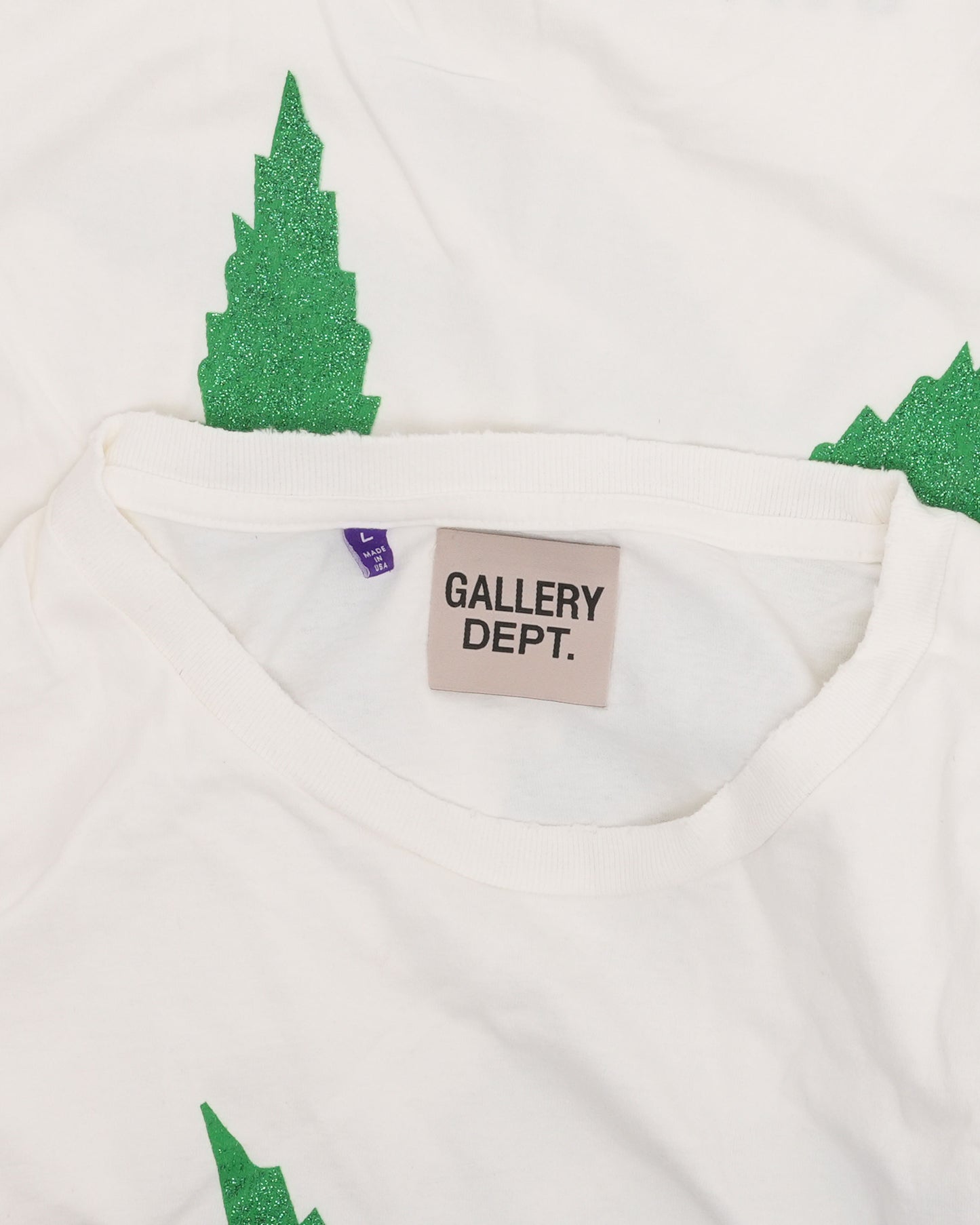 Glitter Print Weed Leaf T-Shirt
