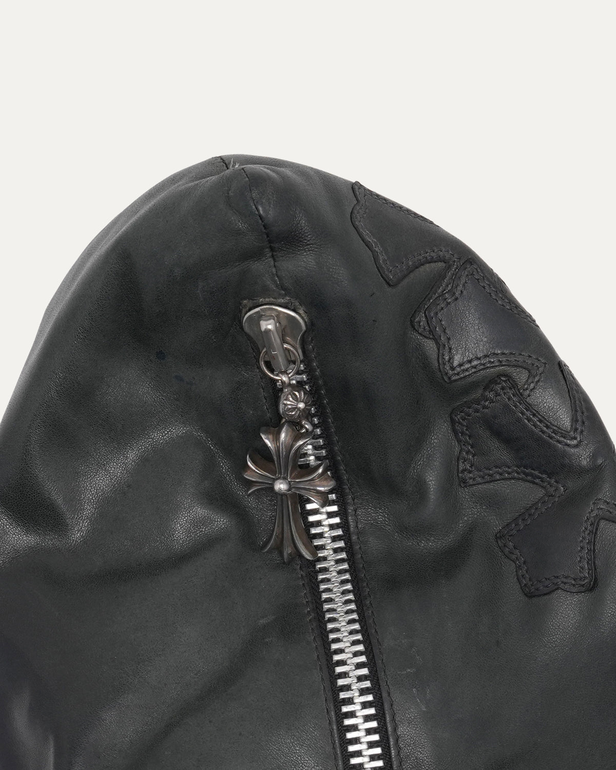 Cross Patch Leather Pillow