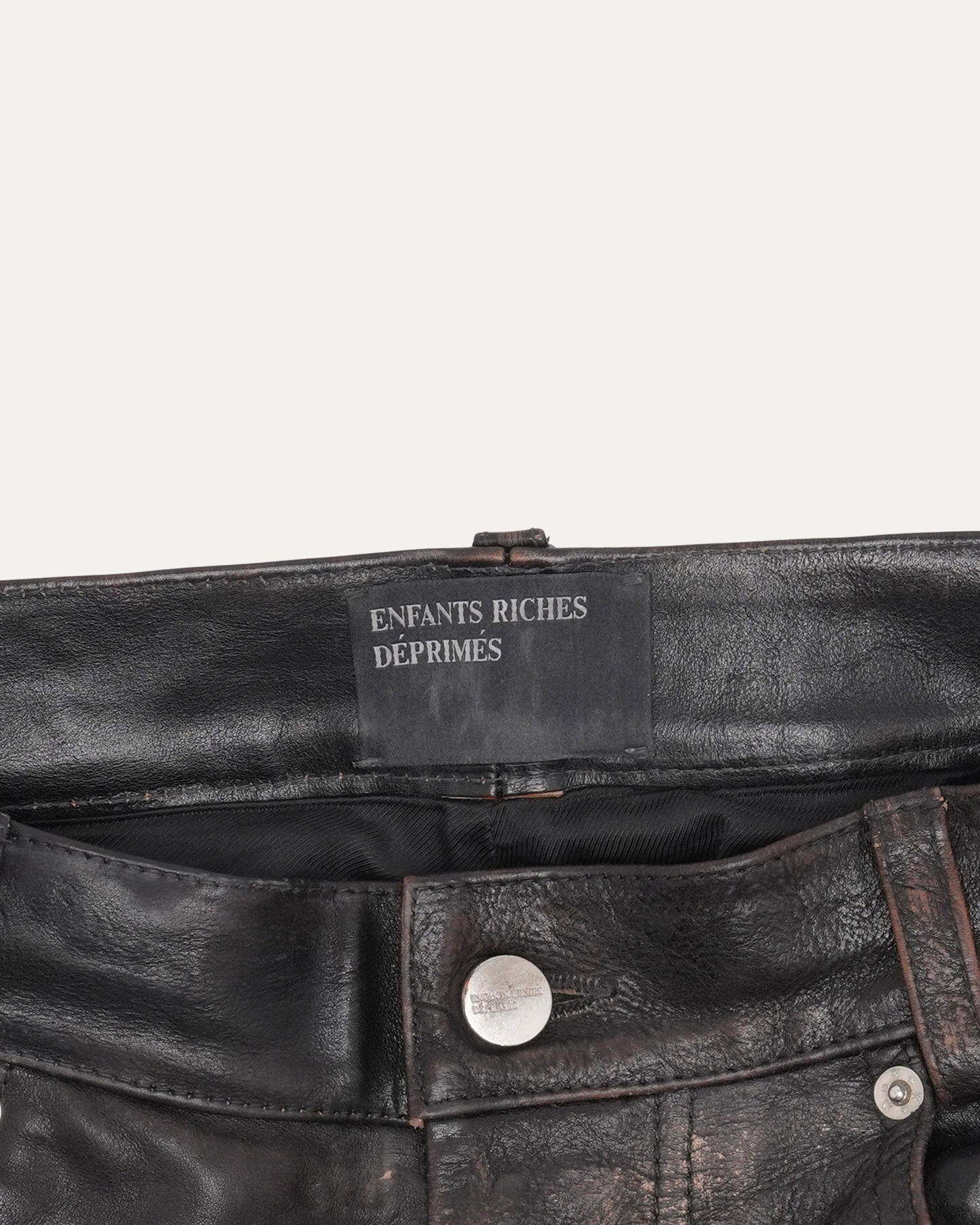 Crust Repaired Leather Flare Jeans