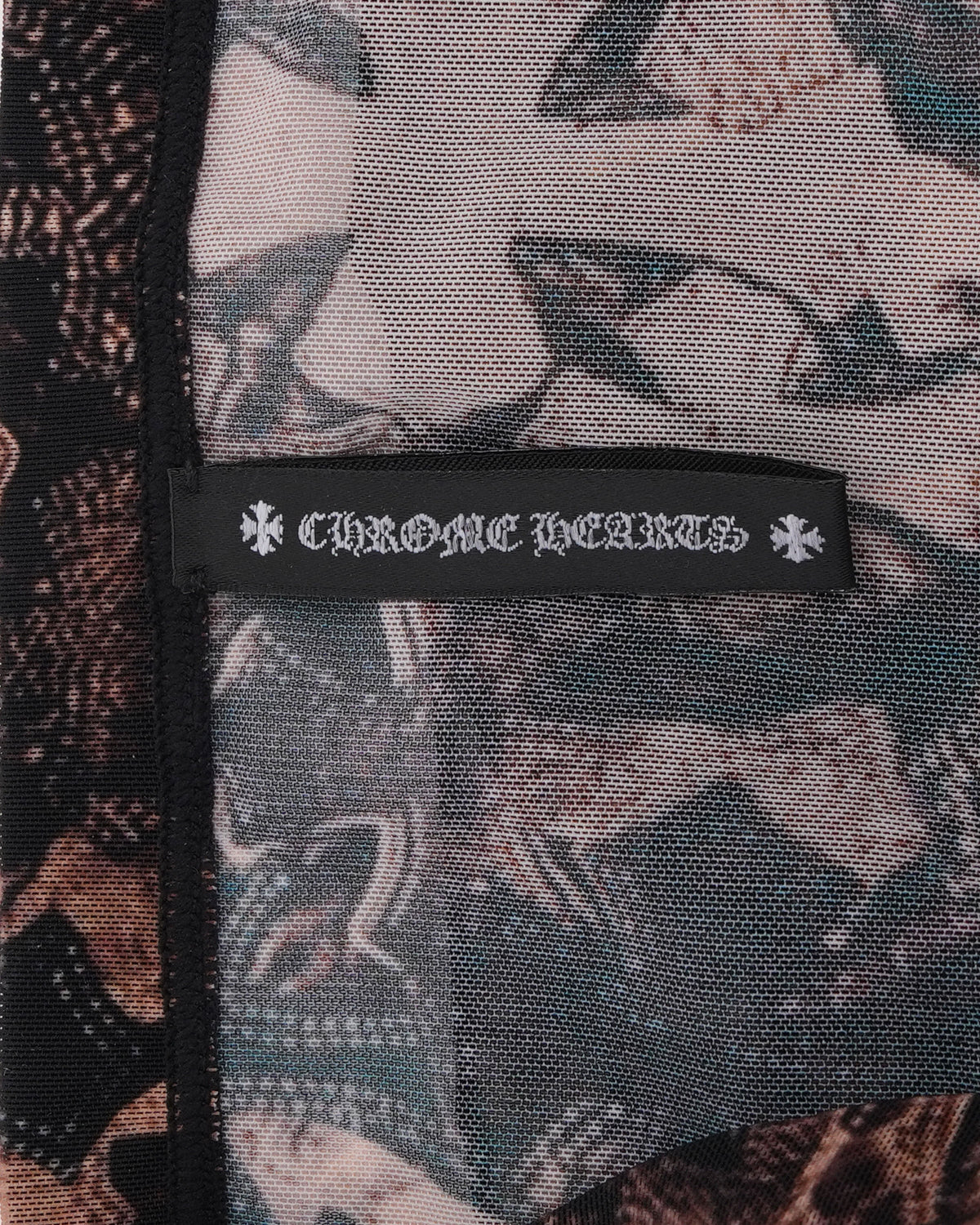 Waterfall Cross Patch Print Mesh Tube Top