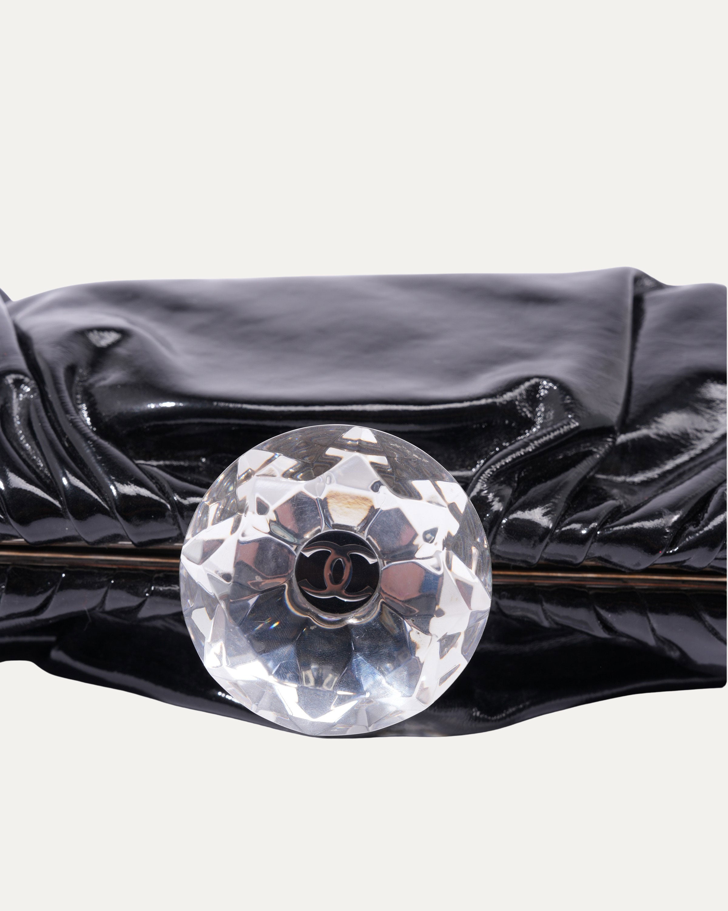 Patent Leather Diamond Clutch Bag