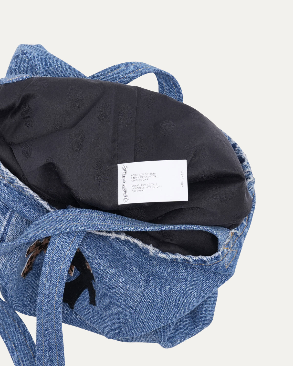 Denim Cross Patch Tote Bag