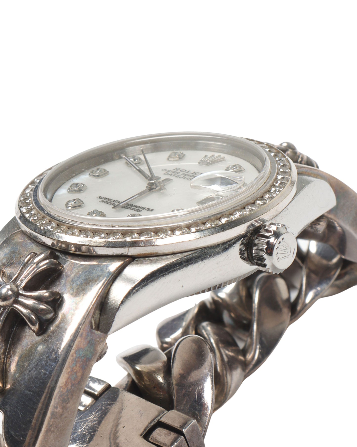 Rolex Silver & Diamond Mother of Pearl Datejust