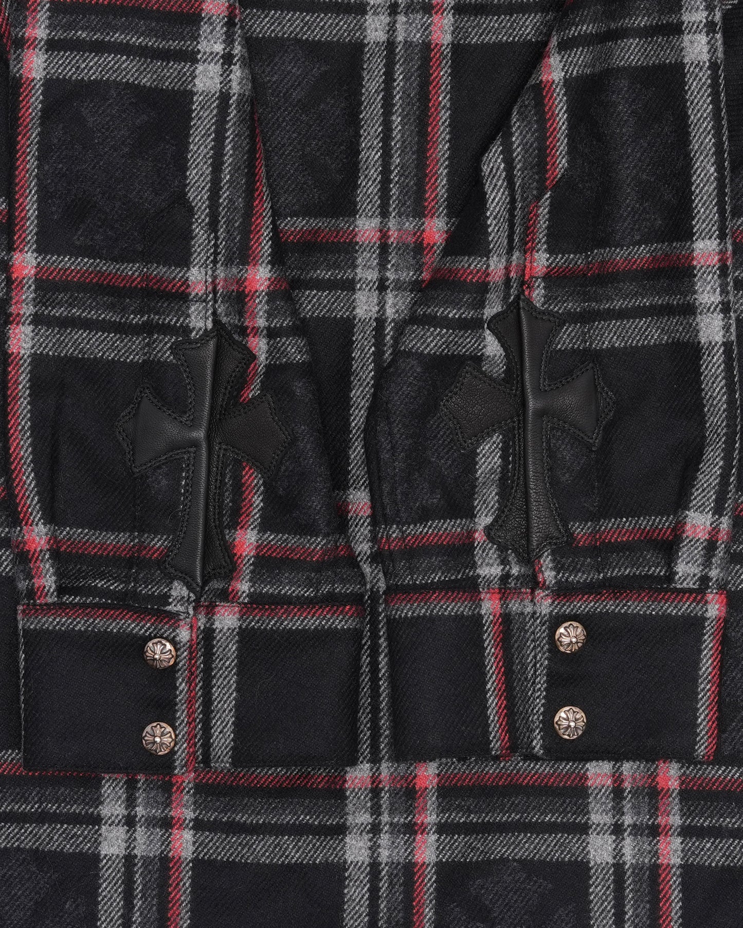 Gas Station Plaid Cashmere Cross Patch Loose Ends Flannel Shirt