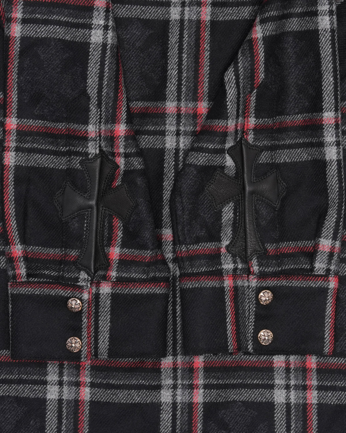 Gas Station Plaid Cashmere Cross Patch Loose Ends Flannel Shirt
