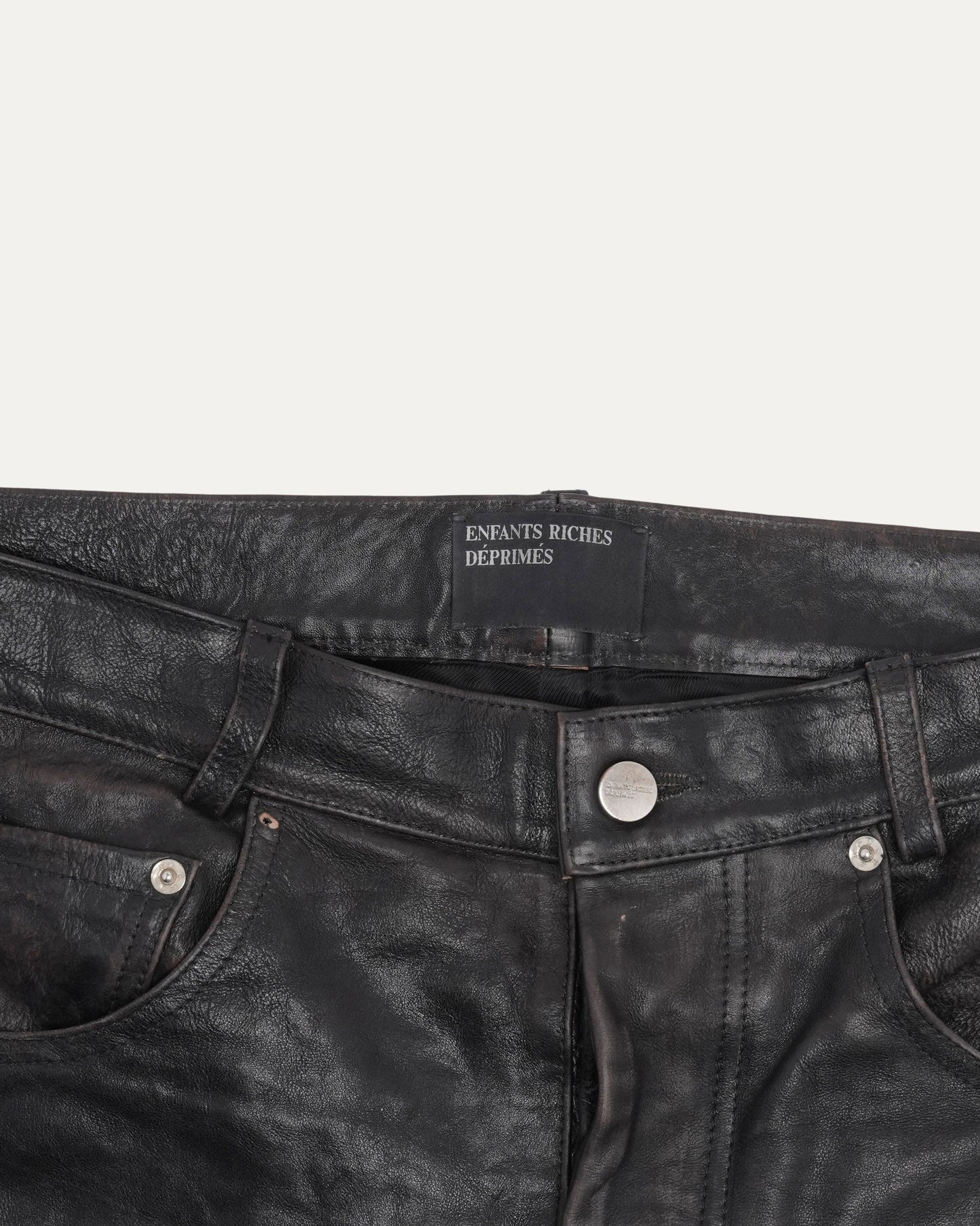 Crust Repaired Leather Flare Jeans