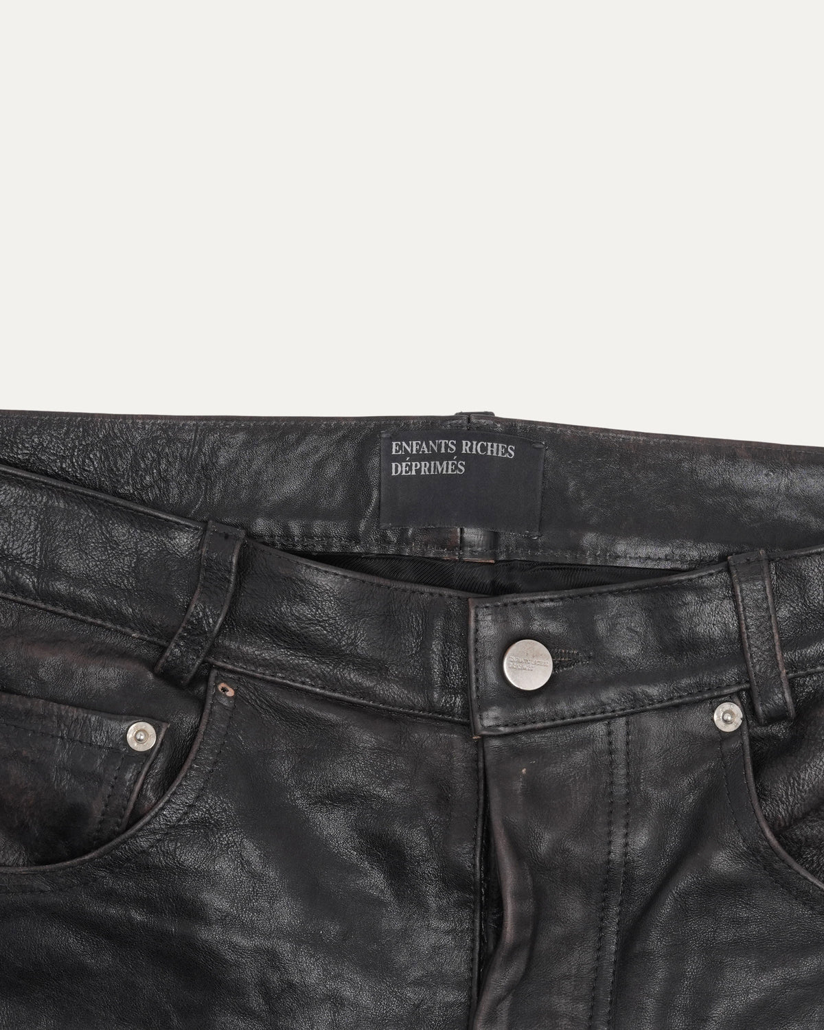 Crust Repaired Leather Flare Jeans