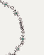 18k White Gold & Green Emerald Tiny E Bracelet