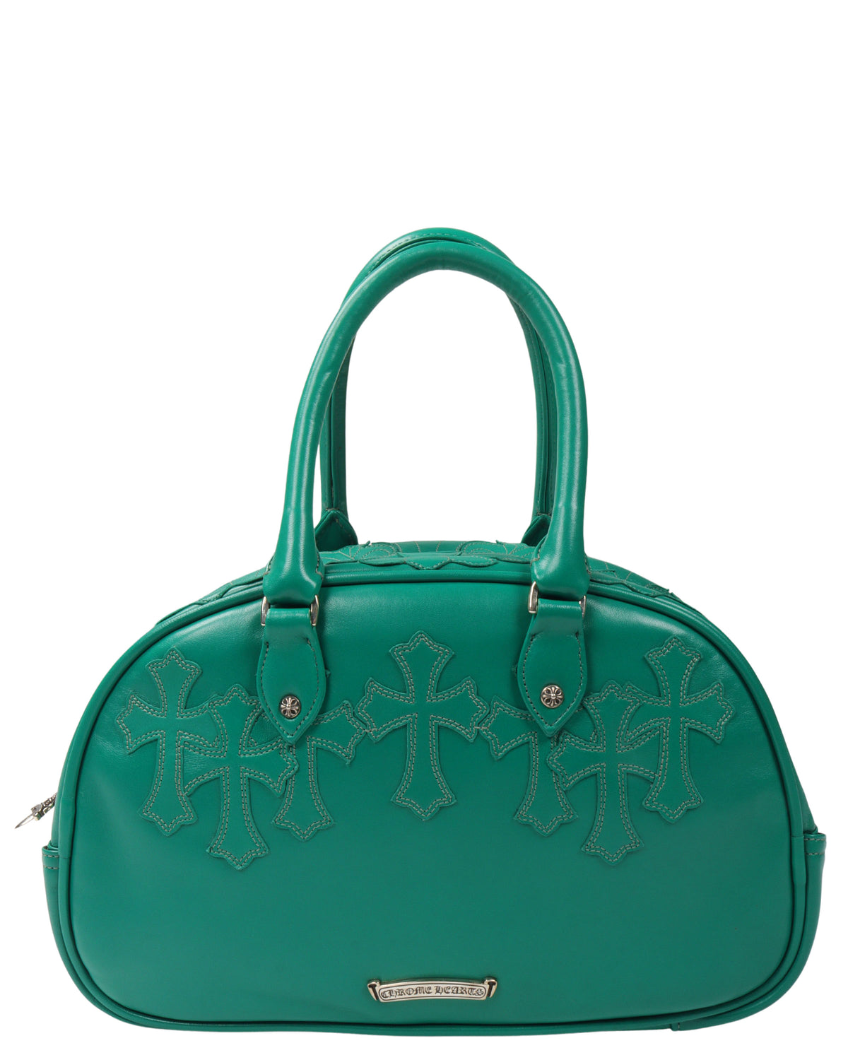Leather Fleur Cross Patch Bowling Bag