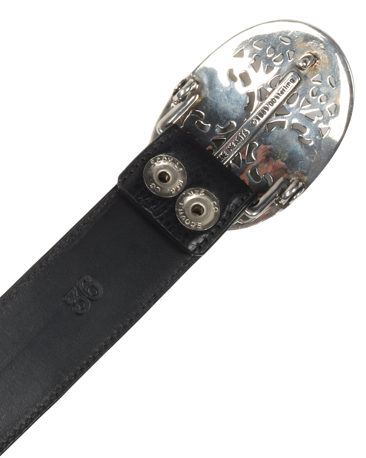 Cross Patch Leather Belt with Oval Cross Buckle